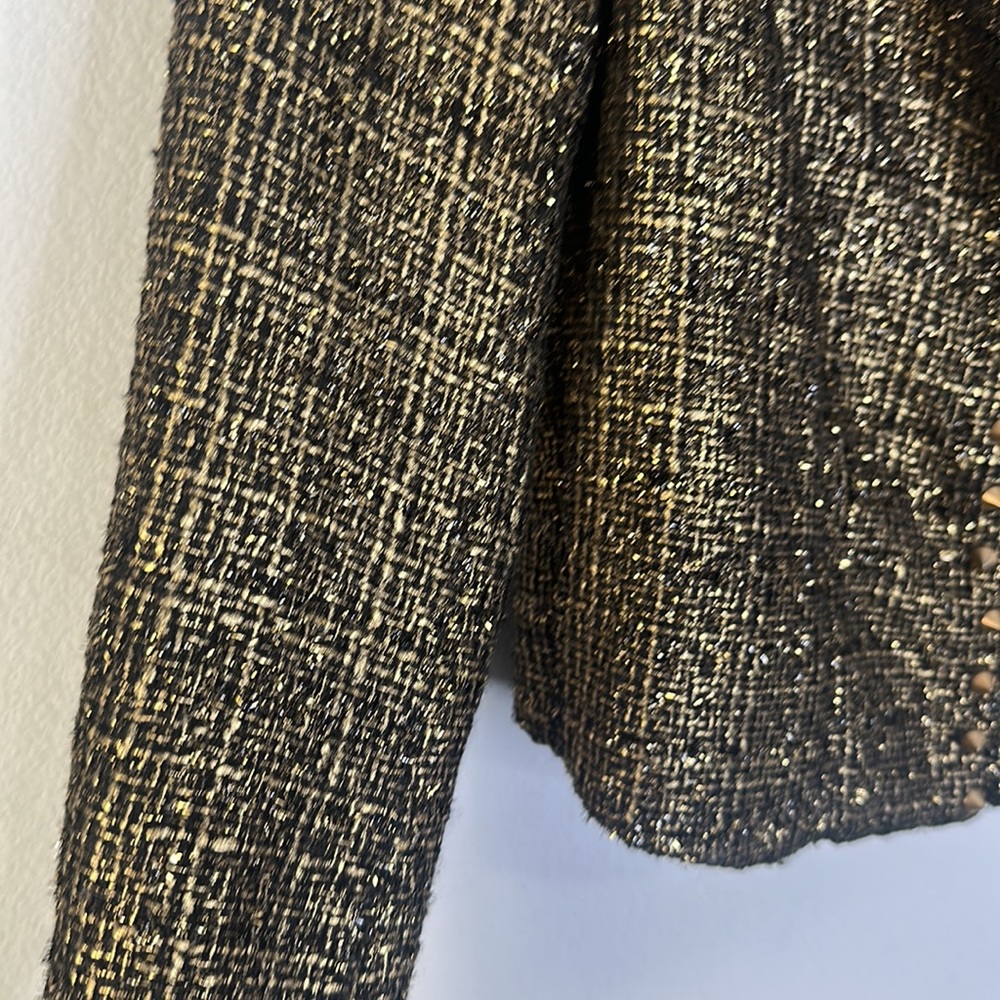 New Mustard seed studded gold black tweed blazer S - Picture 5 of 7